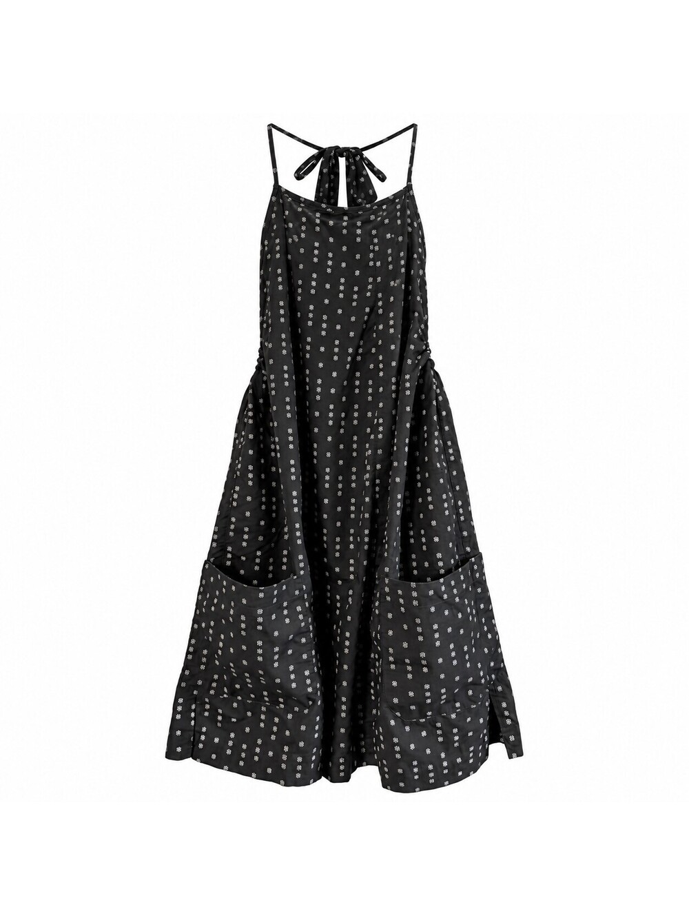 Free People Art Teacher Lagenlook Halter Pocket Mini Dress M Geometric